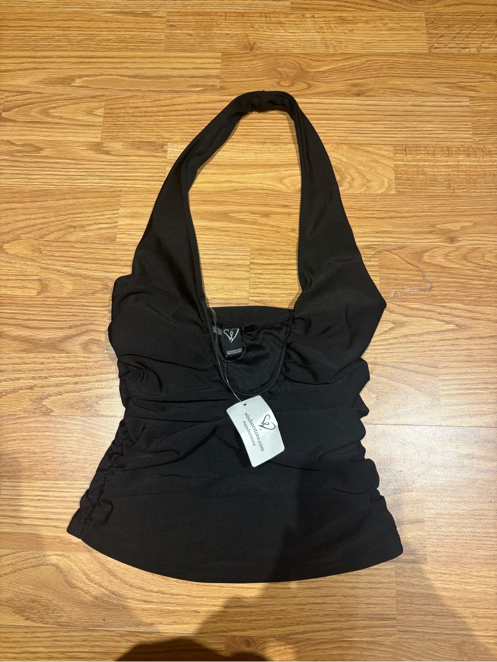 Windsor Black Halter Ruched Camisole